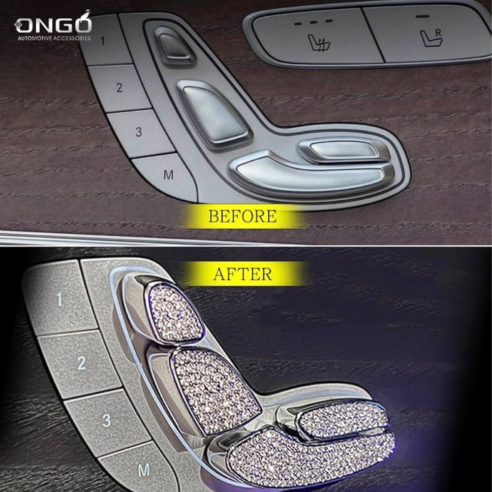 Mercedes Benz Crystal Rhinestone Car seat adjuster Emblem *NEW-as pictured
